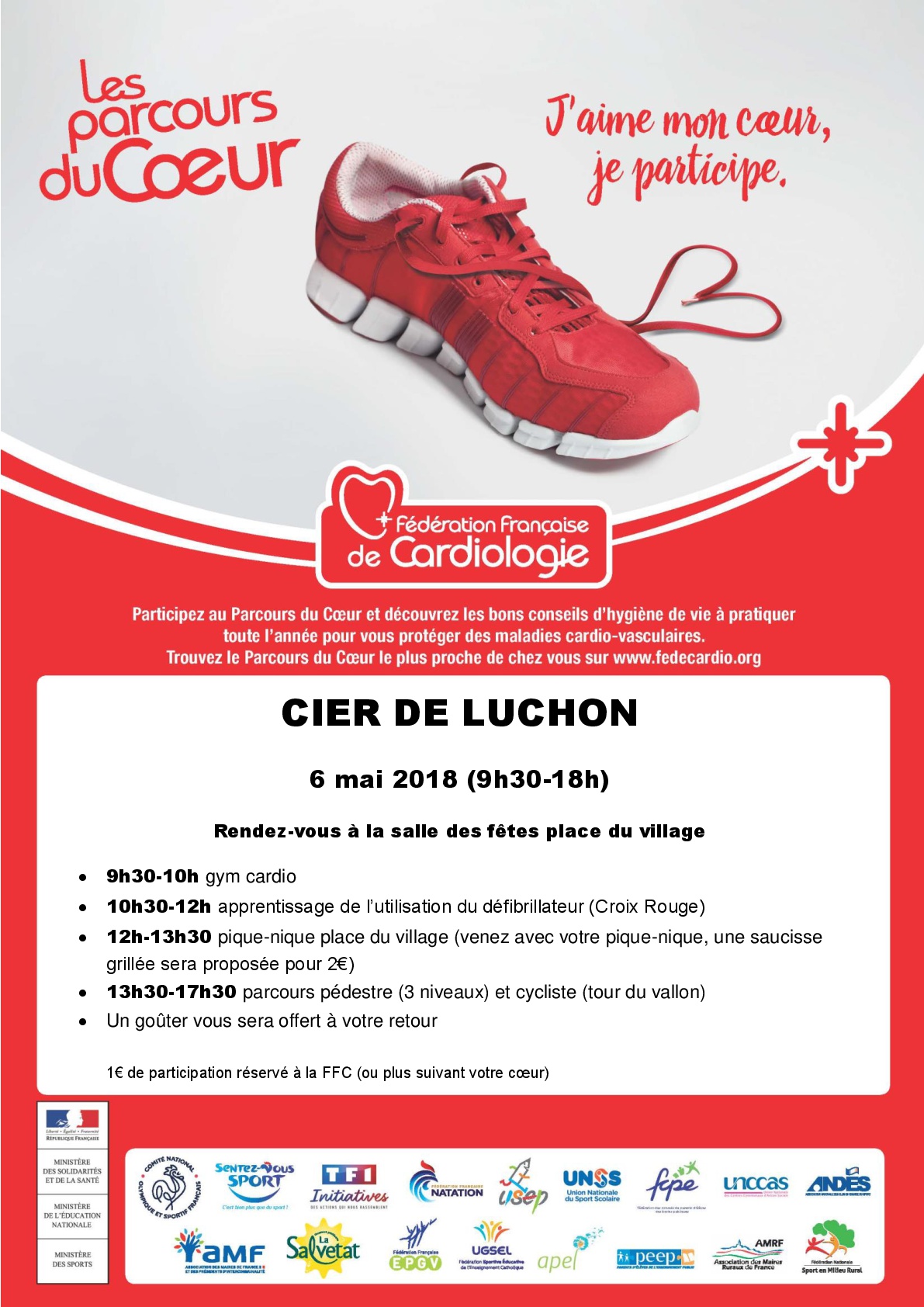 Parcours du coeur : journée caritative le 6 mai 2018 à Cier de Luchon