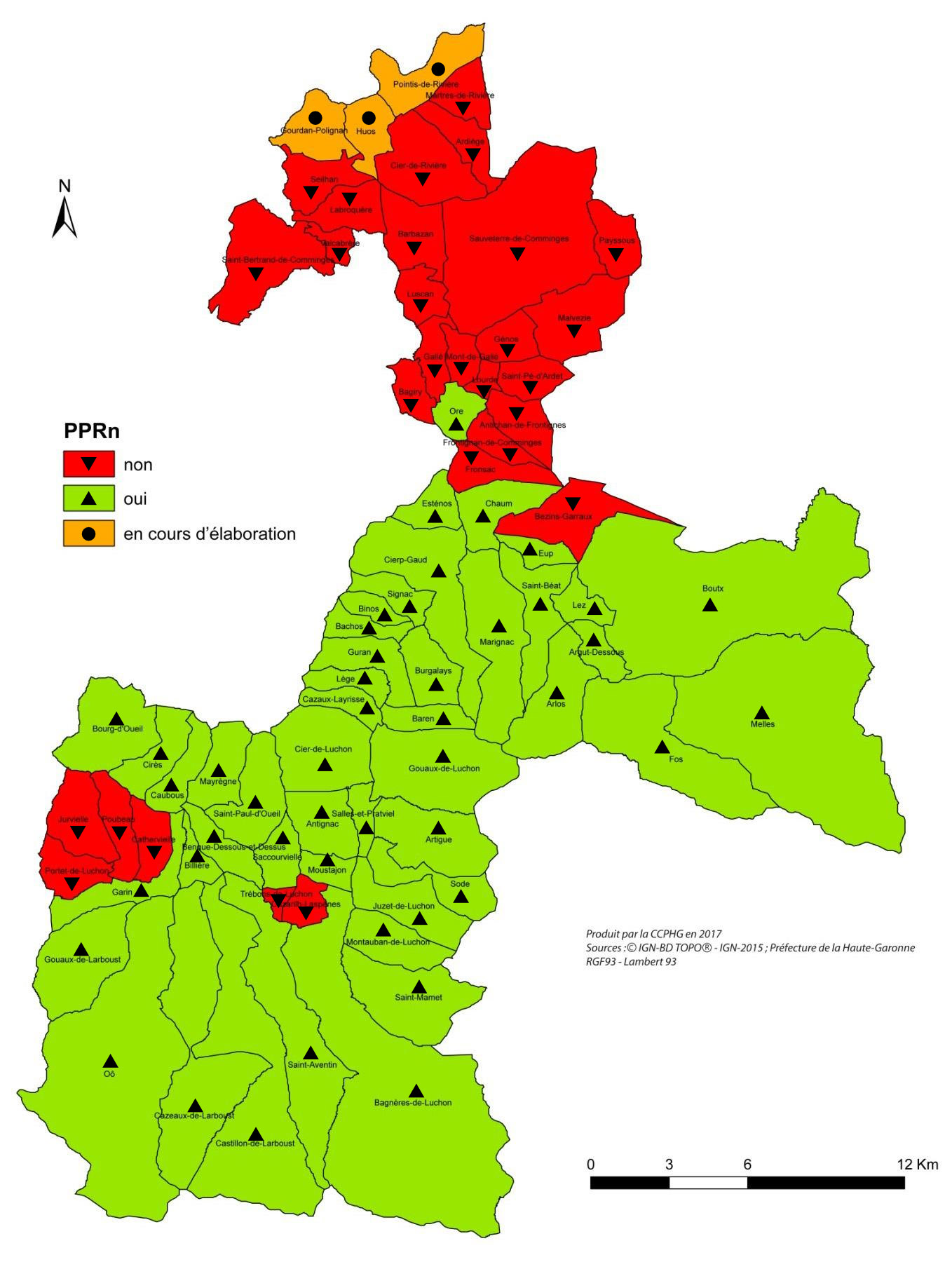 Carte des communes ayant un plan de prévention des risques